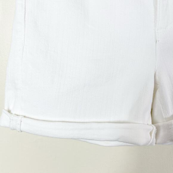 Anthropologie Pilcro White Denim Cuffed Hem Script High Rise Jean Shorts - Picture 4 of 11